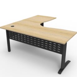 Deluxe Rapid Span Corner Workstations - 1500 x 1500 - black frame and oak top