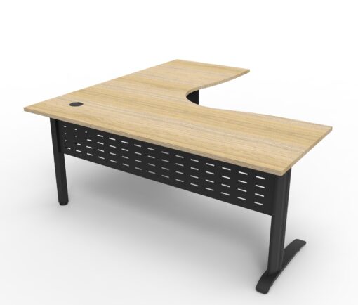 Deluxe Rapid Span Corner Workstations - 1500 x 1500 - black frame and oak top