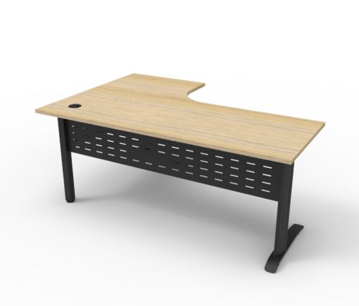 Deluxe Rapid Span Corner Workstations - 1800 x 1200 - black frame and oak top