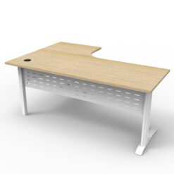 Deluxe Rapid Span Corner Workstations - 1800 x 1200 - white frame and oak top