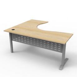 Deluxe Rapid Span Corner Workstations - 1800 x 1500 - silver frame and oak top