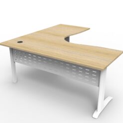 Deluxe Rapid Span Corner Workstations - 1800 x 1800 - white frame and oak top