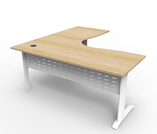 Deluxe Rapid Span Corner Workstations - 1800 x 1800 - white frame and oak top