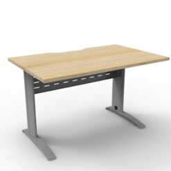 Deluxe Rapid Span Single Sided Workstation - 1200 wide with silver supports and natural oak top