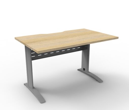 Deluxe Rapid Span Single Sided Workstation - 1200 wide with silver supports and natural oak top