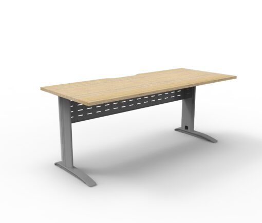 Deluxe Rapid Span Single Sided Workstation - 1500 - Silver frame and oak top