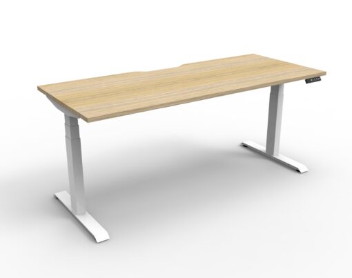 Boost+ Single Workstation 1200 width - Natural oak top and white frame