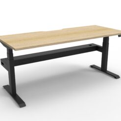 Boost+ Single Workstation with cable tray - 1200 width - Natural oak top and black frame