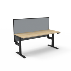 Boost+ Single Workstation with privacy screen - 1200 width - Natural oak top and black frame