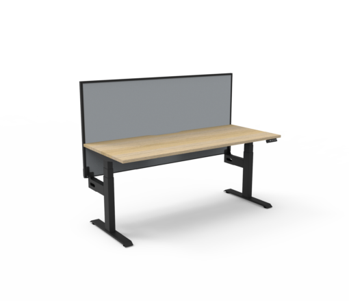 Boost+ Single Workstation with privacy screen - 1500 width - Natural oak top and black frame