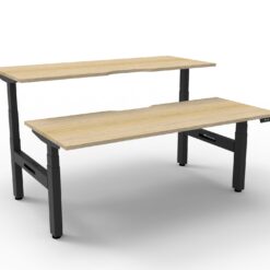 Boost+ Back to Back workstation - 1200 width - Natural oak top and black frame