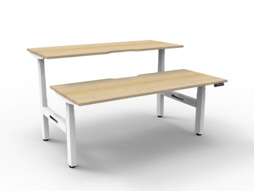 Boost+ Back to Back workstation - 1200 width - Natural oak top and white frame