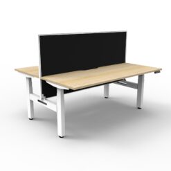 Boost+ Back to Back workstation with privacy screen - 1200 width - Nautral oak top and white frame