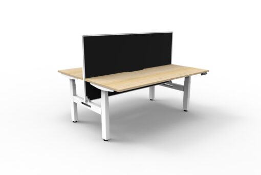 Boost+ Back to Back workstation with privacy screen - 1200 width - Nautral oak top and white frame