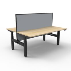 Boost+ Back to Back workstation with privacy screen - 1500 width - Natural oak top and black frame