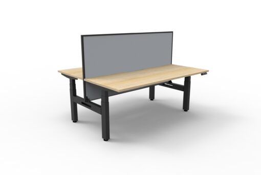 Boost+ Back to Back workstation with privacy screen - 1500 width - Natural oak top and black frame