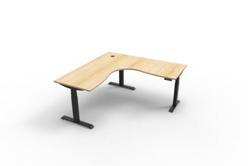 Boost+ Corner workstation - 1500x1500 size - Natural oak top and black frame