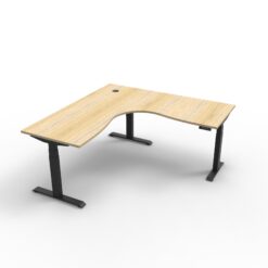 Boost+ Corner workstation - 1800x1500 size - Natural oak top and black frame