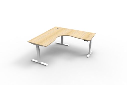 Boost+ Corner workstation - 1800x1500 size - Natural oak top and white frame