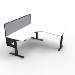 Boost+ Corner workstation with privacy screen - 1800x1500 size - White top and black frame