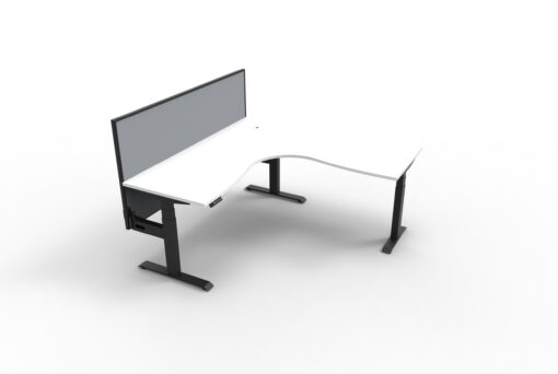 Boost+ Corner workstation with privacy screen - 1800x1500 size - White top and black frame