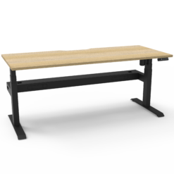 Boost Light Workstation with cable tray 1200 width - Natural oak top and black frame