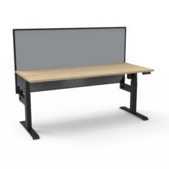 Boost Light Workstation with privacy screen 1200 width - Natural oak top and black frame