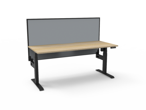 Boost Light Workstation with privacy screen 1200 width - Natural oak top and black frame