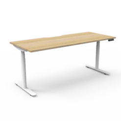 Halo+ Single Workstation - 1275W White frame ad natural oak top