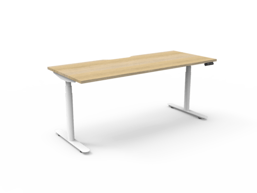 Halo+ Single Workstation - 1275W White frame ad natural oak top