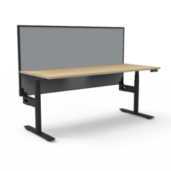 Halo+ Single Workstation - 1875W with Privacy Screen - Natural Oak top and black frame