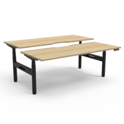 Halo+ Back to Back Workstation - 1200 width - Natural oak top and black frame