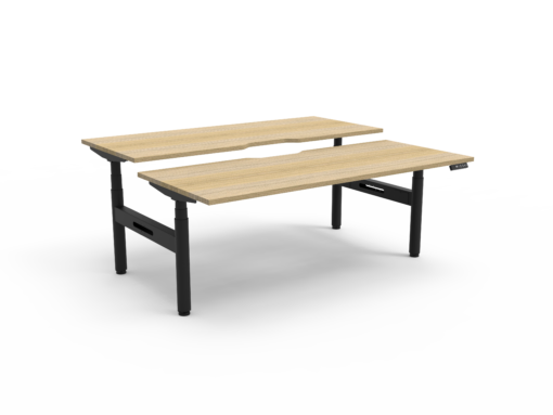 Halo+ Back to Back Workstation - 1200 width - Natural oak top and black frame