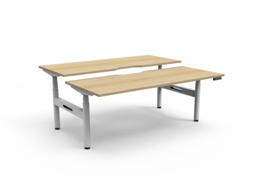 Halo+ Back to Back Workstation - 1200 width - Natural oak top and white frame