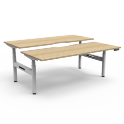 Halo+ Back to Back Workstation - 1800 width - Natural oak top with white frame