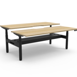 Halo+ Back to Back Workstation with cable tray - 1500 width - Natural oak top and black frame