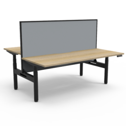 Halo+ Back to Back Workstation with privacy screen - 1200 width - Natural oak top and black frame