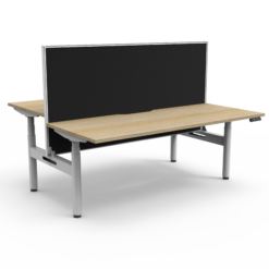 Halo+ Back to Back Workstation with privacy screen - 1200 width - Natural oak top and white frame