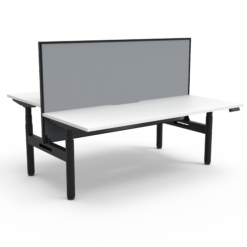 Halo+ Back to Back Workstation with privacy screen - 1500 width - White top with black frame