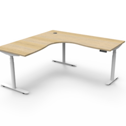 Halo+ Corner Workstation 1500 x 1500 - Natural oak top and white frame