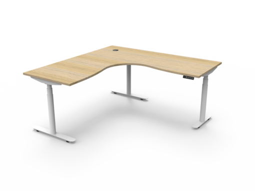 Halo+ Corner Workstation 1500 x 1500 - Natural oak top and white frame