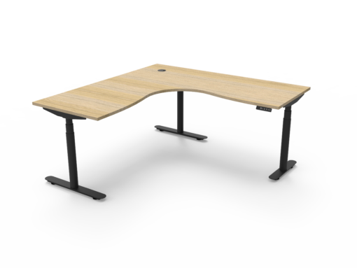 Halo+ Corner Workstation 1800 x 1500 - Natural oak top and black frame