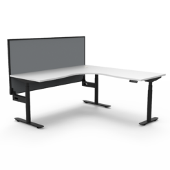 Halo+ Corner Workstation with Privacy screen 1800 x 1500 - White top and black frame