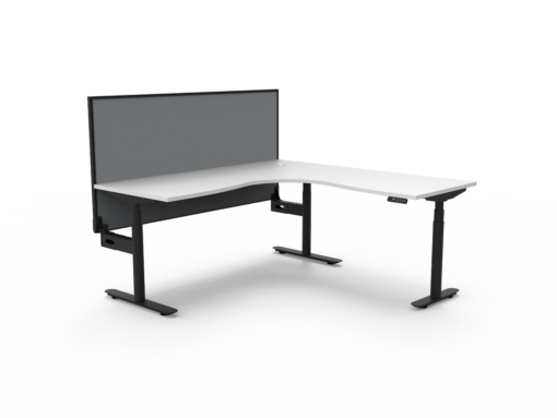 Halo+ Corner Workstation with Privacy screen 1800 x 1500 - White top and black frame