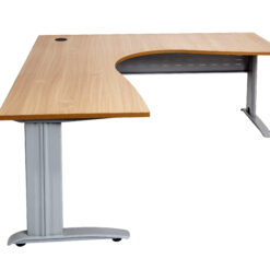 Rapid Span Corner Workstations - 1500 x 1500 width -silver frame and oak top