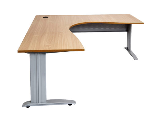 Rapid Span Corner Workstations - 1500 x 1500 width -silver frame and oak top