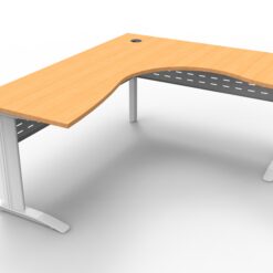 Rapid Span Corner Workstations - 1800 x 1500 width - white frame and oak top