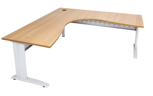 Rapid Span Corner Workstations - 1800 x 1800 width - white frame and oak top