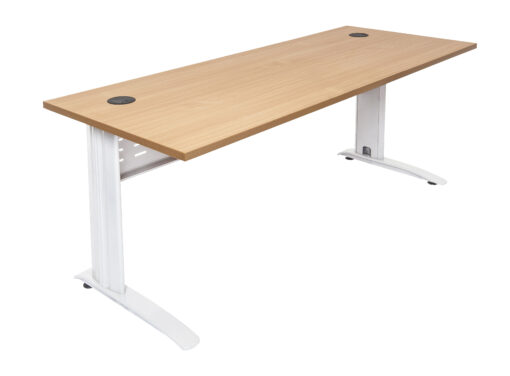 Rapid Span Single Sided Workstations - 1800 width - white frame and oak top