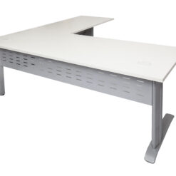 Rapid Span Corner Workstations - 1800 x 1800 width (1100 x 600mm D return) - Silver frame and white top